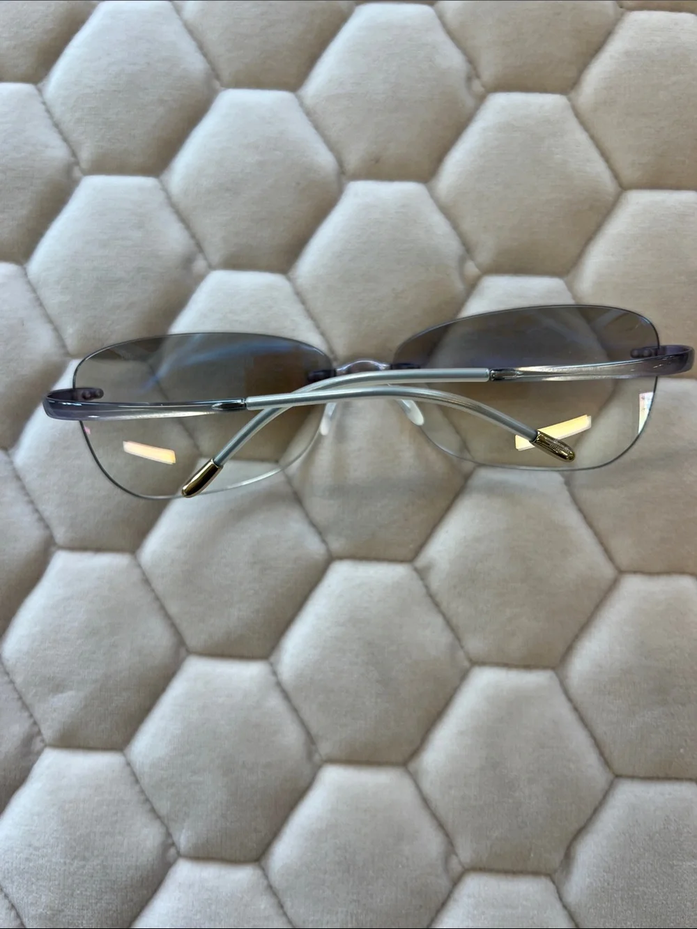 Silhouette Rimless Sunglasses with Brown gradient lens with flash gold mirror